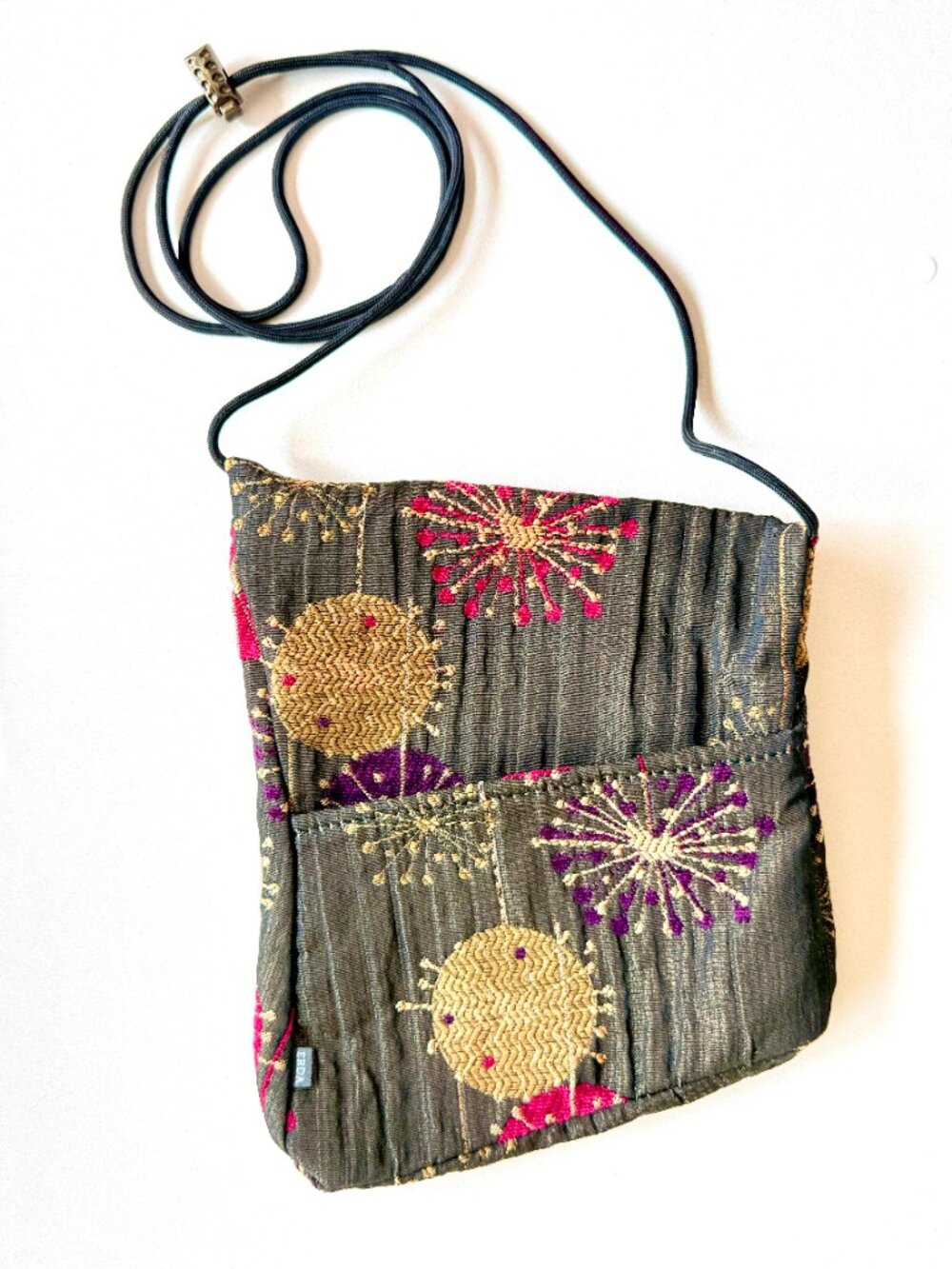 Vintage Metallic ERDA Embroidered Crossbody Tapestry Adjustable Long Strap